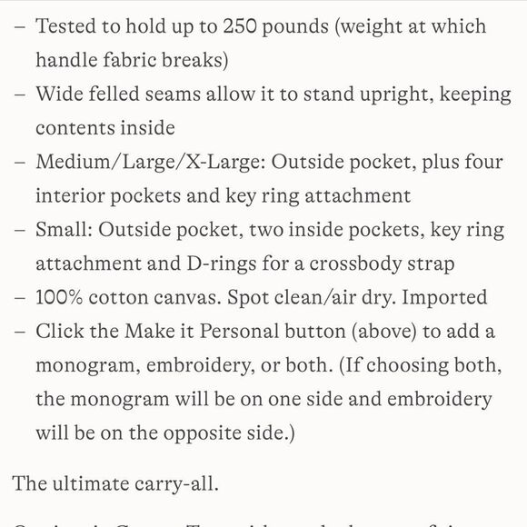 Land's End Tote Canvas embroidered full zipper  black size large various handles - Picture 12 of 12